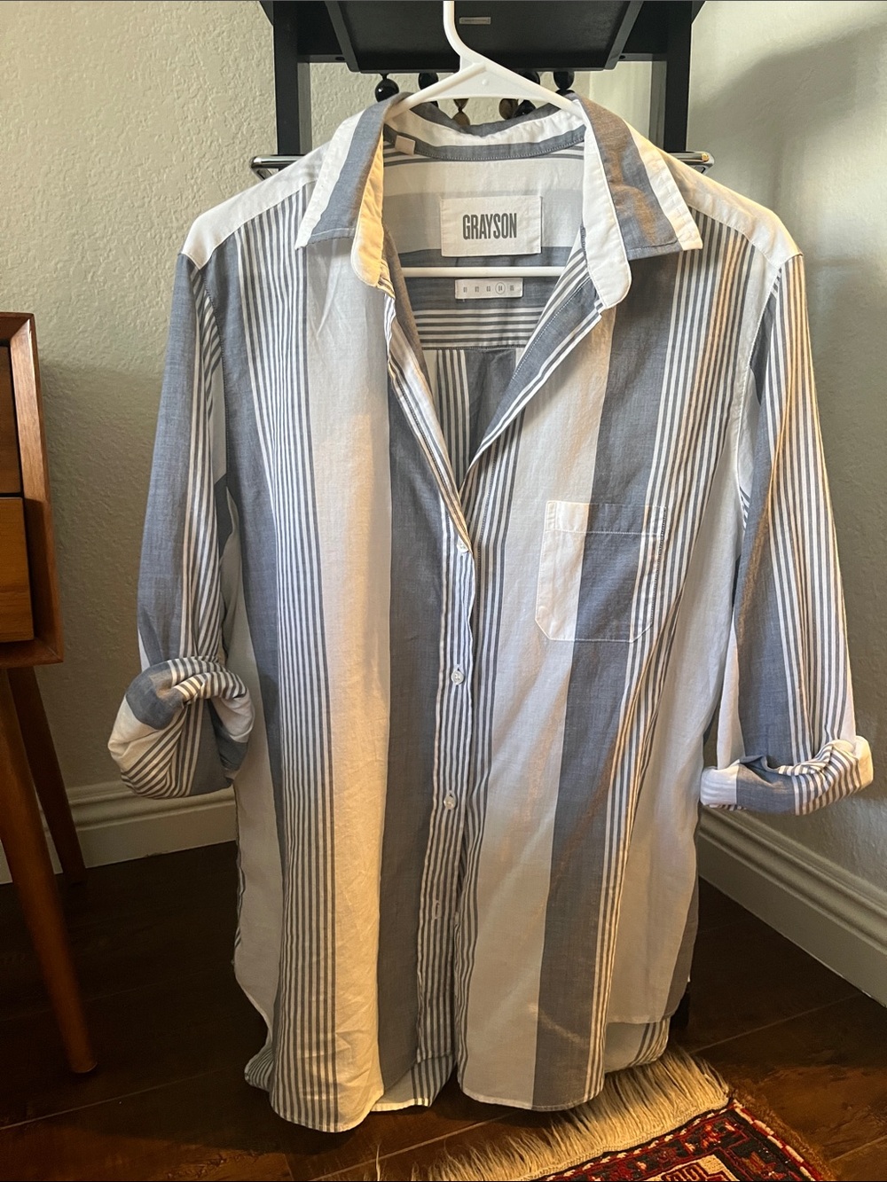 Greyson Blue & White Vertical Stripe Button-Down Shirt